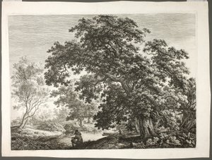 Fischer in bewaldeter Landschaft