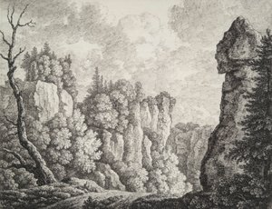 Felsige Landschaft mit einem Einsiedler von Carl Wilhelm Kolbe the elder