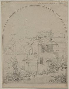 Blick aus meinem Fenster in Rom recto Soldat in einer Landschaft verso, ca. 1817 von Carl Wilhelm Tischbein