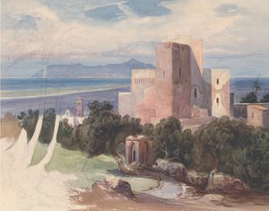 Blick auf Terracina mit dem Monte Circeo, Mitte des 19. Jahrhunderts von Carl von Blaas