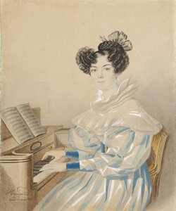 Porträt von Tatiana Petrovna Lvova 1789-1848, geb. Poltoratskaya, 1820er Jahre von Carl von Hampeln