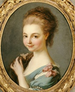 Ein Mädchen in einem blauen Kleid mit einem rosa Band von Carle van Loo