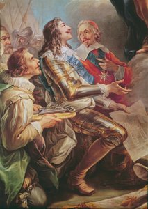 Ludwig XIII. (1601-43) weiht die Kirche Notre-Dame-des-Victoires der Jungfrau Maria im Jahr 1629, Detail von Ludwig XIII. und Kardinal Richelieu (1581-1642), 1748-53 von Carle van Loo