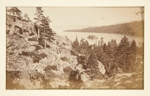 Vier Eisenbahnszenen und vier Ansichten des Lake Tahoe: Emerald Bay, Lake Tahoe