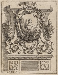Architektonisches Motiv mit Büste und zwei Lampen von Carlo Antonio Buffagnotti