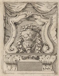 Architektonisches Motiv mit Früchten in einer Vase