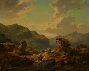 Gebirgslandschaft mit See von Carlo Brioschi