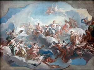 Der Aufbruch der Göttinnen Juno, Venus und Minerva, geleitet von Merkur, zum Parisurteil