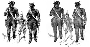 Pinocchio von Carlo Chiostri, zwei Gendarmen nehmen die Holzpuppe