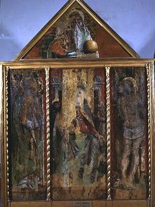 Madonna und Kind mit Heiligen, das erste Triptychon von Valle Castellamo von Carlo Crivelli