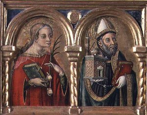 St. Agatha und St. Augustine (Predella-Panel) (Detail) von Carlo Crivelli