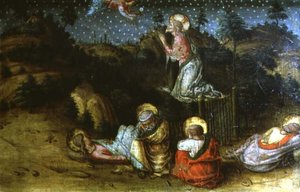 Die Agonie im Garten, linkes Predella-Panel vom San Silvestro Polyptychon von Carlo Crivelli