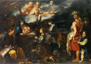 Anbetung des Kindes mit dem Heiligen Lukas, ca. 1700 von Carlo Donelli