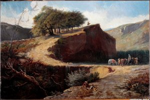 Jäger in einer italienischen Landschaft von Carlo Felice Biscarra
