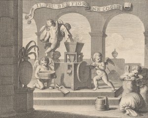 Sie sammelt die schönste Blume Il più bel fior ne coglie, eine Gruppe von sechs Putti bei der Arbeit, 1740-59 von Carlo Gregori
