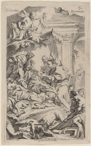 San Carlo Borromeo gibt den Opfern der Pest die letzte Kommunion von Carlo Innocenzo Carlone
