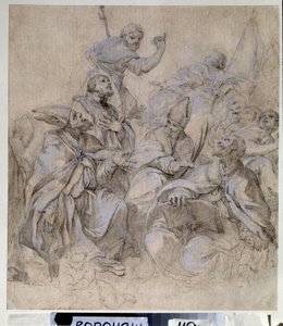 Fresko-Vorzeichnung für die Kirche Santa Maria del Popolo in Rom von Carlo Maratta or Maratti