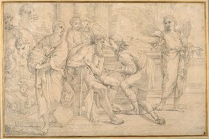 Tobias heilt die Blindheit von Tobit mit der Galle des Fisches