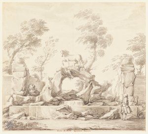 Entwurf für einen Brunnen mit Pegasus, für die Villa Albani, Rom von Carlo Marchionni