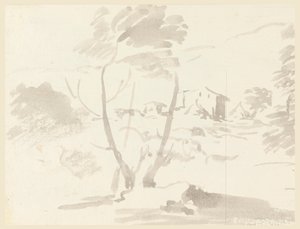 Zeichnung, Skizze von Bäumen in einer Landschaft, 1760–1780