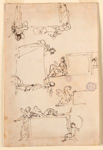 Zeichnung, Skizzen für eine Tafel, ca. 1750
