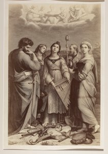 Ekstase der hl. Cäcilia, Kupferstich eines unbekannten Autors nach einem Gemälde von Raffael (1483-1520) von Carlo Naya