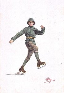 Einsamer Mann beim Schlittschuhlaufen von Carlo Pellegrini