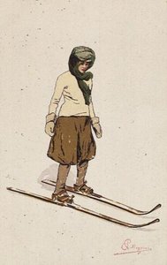 Frau beim Skifahren von Carlo Pellegrini