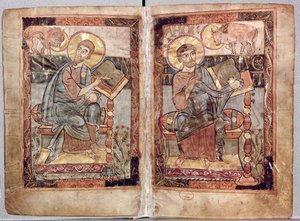 St. Markus und St. Lukas, aus dem Godescale Evangelium, ca. 781-783 von Carolingian School