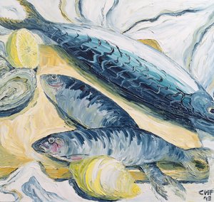Makrele mit Austern und Zitronen, 1993 von Carolyn Hubbard Ford
