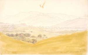 Böhmische Landschaft mit dem Mittelgebirge von Caspar David Friedrich