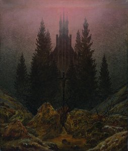 Kreuz und Kathedrale im Gebirge von Caspar David Friedrich