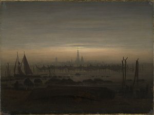 Greifswald im Mondlicht von Caspar David Friedrich