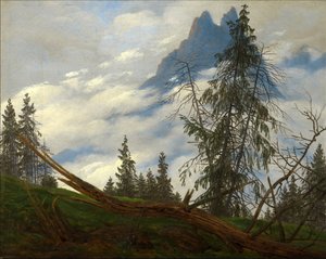 Berggipfel mit ziehenden Wolken