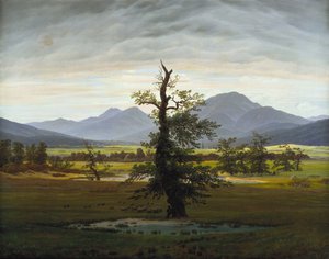 Einsamer Baum Dorf Landschaft im Morgenlicht, 1822
