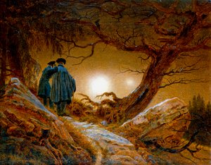 Zwei Männer, die den Mond betrachten, ca. 1825-1830