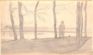 Blick über die Elbe. Links ein Landhaus von Caspar David Friedrich