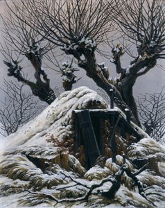 Verschneite Hütte von Caspar David Friedrich