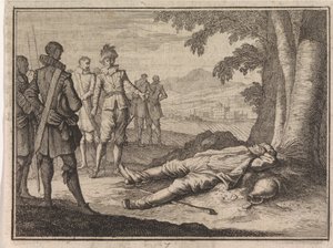 Philipp der Gute findet einen betrunkenen Bauern unter einem Baum von Caspar Luyken