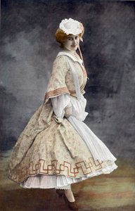 Französische Komödiantin Jeanne Saulier als Arlette in der Operette "Die Fledermaus" in Paris, Foto von Cautin und Berger aus der französischen Zeitung "Le Theatre" Mai 1904 von Cautin and Berger