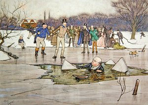 Ein Gesicht, Kopf, Schultern tauchten unter dem Wasser auf und enthüllten die Züge und Brille von Mr. Pickwick