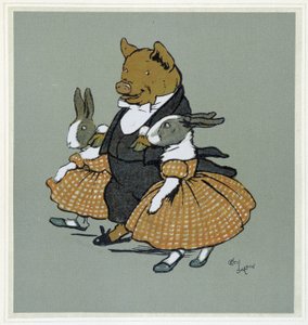 Ein Pichon mit zwei Rabins - in "Fröhliche Gesellschaft", ill. von Cécil Aldin, ed. Hodder & Stoughton, London