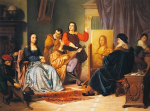 Leonardo da Vinci malt Mona Lisa von Cesare Maccari (1840-1919)