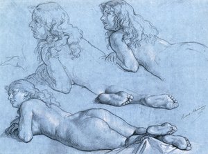 Studien eines liegenden Aktes, von hinten gesehen von Cesare Mariani