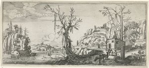 Landschaft mit Reisenden mit Packeseln