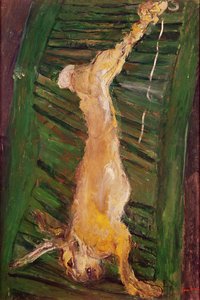 Hase auf einem grünen Fensterladen von Chaim Soutine