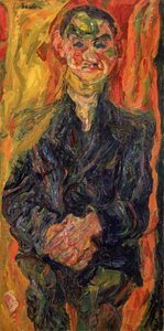 Mann in Blau, mit gelbem und rotem Hintergrund von Chaim Soutine
