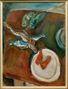 Stilleben mit Fischen, Pfefferschoten und Karotten von Chaim Soutine