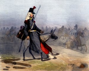 Diese Araber: Es ist schwer, dass sie uns nicht in Ruhe zu Hause lassen wollen - in „Im Krieg wie im Krieg“ von Cham, Anfang des 19. Jahrhunderts