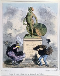 Projekt zur Errichtung einer Statue zu Ehren von Macadam am Boulevard des Italiens, Paris